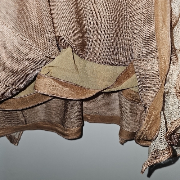 MISSONI Womens Side Ruffle square neckline tan & Cream sz 40 - Picture 4 of 9